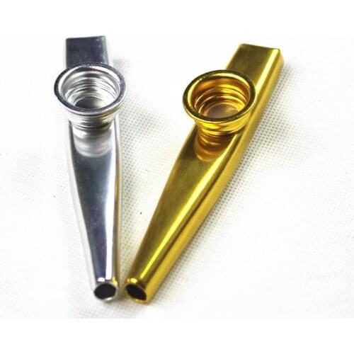 2 piece/lot Plated Metal Kazoo Ukulele Guitar Accompaniment Mouth Flute - Gold / Silver