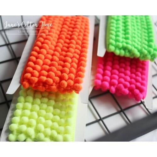 2yards neon mini pompom decorative trim 0.5cm ball diameter 1cm wide trimming laciness Handmade materials accesory