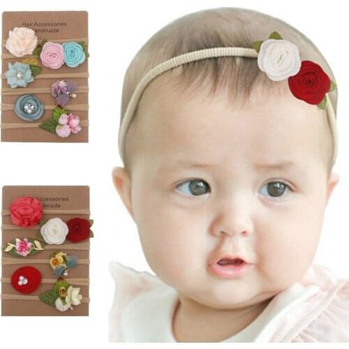 6Pcs/Set Cute Baby Girls Headband Flowers Infant Hair Band Soft Elastic Baby Hairband Headwear Baby Hair Accessories Kids Gift