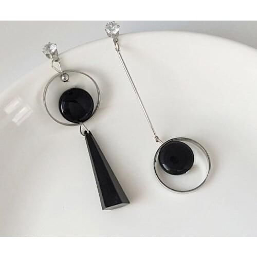 Asymmetric Circle Drop Earrings Women Fashion Long Round Dangle Earrings Gold Silver Color Geometric Alloy Luxury Jewelry Gifts