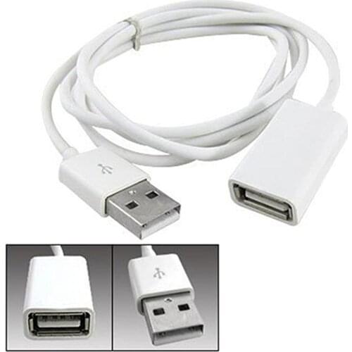 White PVC Metal USB 2.0 Male to Female Extension Adapter Cable Cord 1m 3Ft Computer office supplies