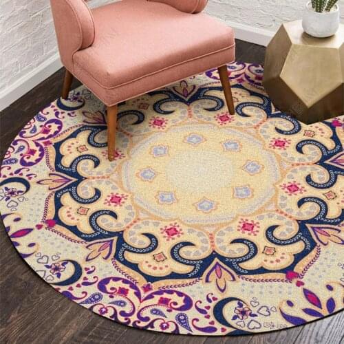 Bohemian Mandala Round Carpets For Living Room Ethnic India Style Mat Carpet Bedroom Home Decor Kid Rug Baby Crawling Blanket