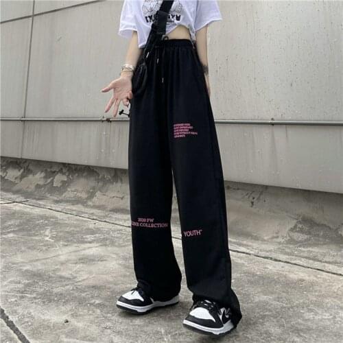 Summer pants Womens trousers gothic streetwear Solid color leg casual hip-hop harajuku femme pantalon vintage aesthetic dark