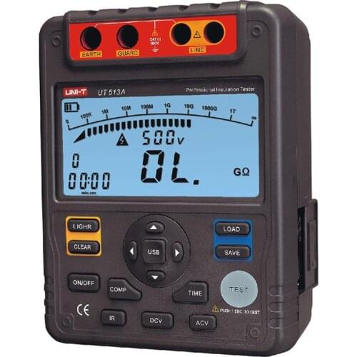 DHL/EMS UT513A Insulation Resistance Tester 5000V Automatic Range Digital Megohmmeter Data Storage Polarization Index Backlight