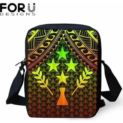 FORUDESIGNS Kosrae Polynesian Tribal Color Print Small Retro Messenger Bag for Lady Stylish Women Casual Crossbody Shoulder Bag