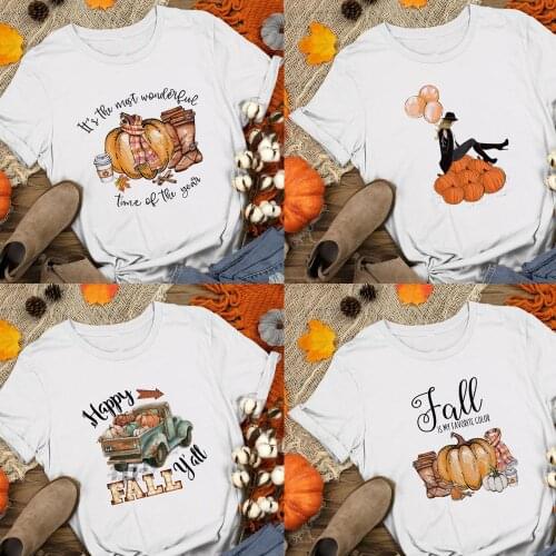 2020 Happy Fall Pumpkin Halloween Day Graphic Tees Women Short Sleeve T-shirt Streetwear Aesthetic T Shirts Party Gift Tops New