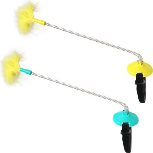Interactive Cat Toy Indoor Suction Cup Spring Tumbler Toy with Feather Soft