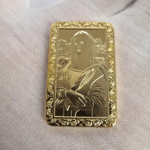 Italy Leonardo Da Vinci Mona Lisa smile Jesus Commemorative Gold bullion bar Euro Non-currency Coins 1 OZ 24K gold plated