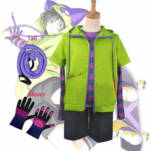 Anime SK8 the Infinity Miya Chinen Cosplay Costume Short Wig Hoodie Hooded Zipper Jacket Tail Gloves Party Outfits SK Eight Suit
