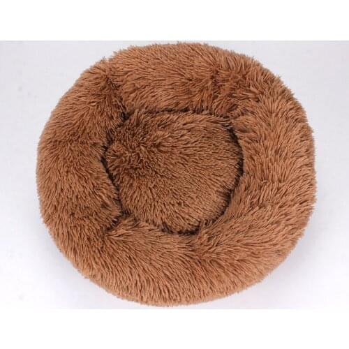 Round Cat Dog Beds House Soft Winter Warm Long Plush Pet Basket Pet Products Cushion Pad Nest Cat Mat Animals Sleeping Kennel