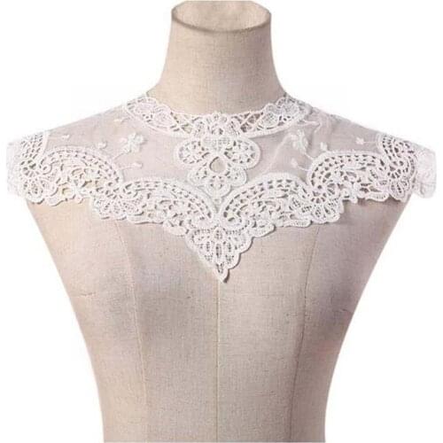 Lace Fabric Applique Dress Blouse Applique Costume Accessories Black Collar Decor Sewing White Diy Trims / O8G5