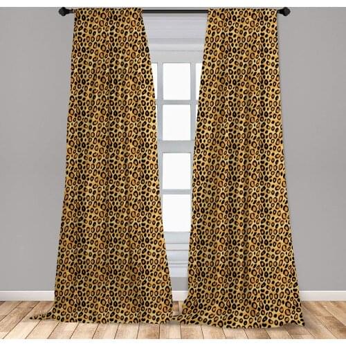 Leopard Print Curtains Spotty Jungle Safari Feline Print Wild Africa Tile Window Treatments for Living Room Bedroom Decor