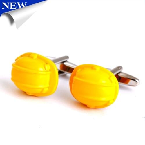 2015 New Yellow Work Helmet Modeling Cufflinks To buy is to Gain