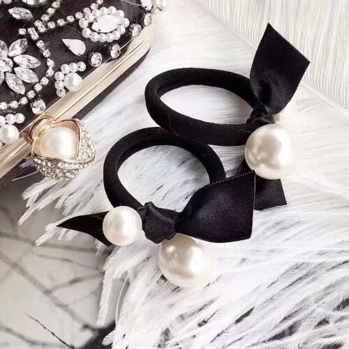 New Pearl Bow Hair Ring Temperament Girl Head Rope High Elasticity Don't Hurt Hair Durable Rubber Band Headgear Free Shipping