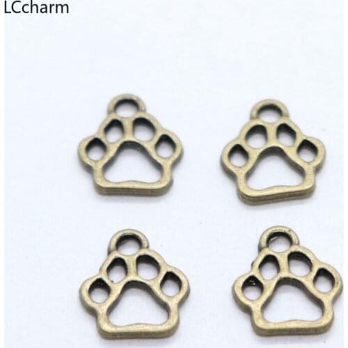 Wholesale 80pcs Tibetan Silver Dog Cat Paw Print Charms Pendants Beads 11x13mm Jewelry Findings