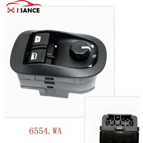 ISANCE POWER WINDOW SWITCH MASTER ELECTRIC MIRROR BUTTON BLACK 6554.WA FOR PEUGEOT 206 306
