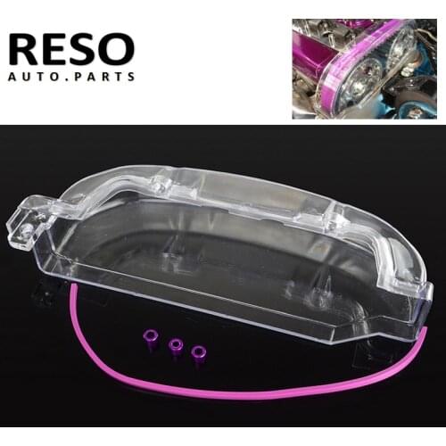 RESO--Clear Cam Gear Pulley Cover Timing Belt For 1990-1999 Mitsubishi Eclipse W/ 4G63 Motor Eagle Talon