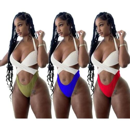 ZKYZWX Sexy Hollow Bodycon Bodysuit Patchwork Summer Clothing for Women Beachwear Backless Tops One Piece Night Club Outfits