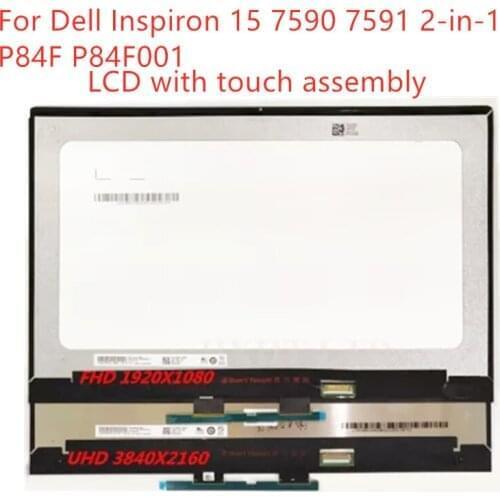 15.6-inches FHD Touch Screen For Dell Inspiron 15 7590 7591 2-in-1 P84F P84F001 LCD Touch Screen Digitizer Replacement Assembly