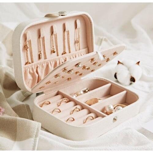 Earring Ring Jewelry Display Storage Box Case Organizer Flannel Tray Holder Gift Leather + Bead Velvet Jewelry Organizers Box