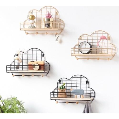 Nordic Iron Cloud Grid Wall Shelf Combination Wall Hanging Decoration Multifunction Storage Rack for Home Living Room Bedroom