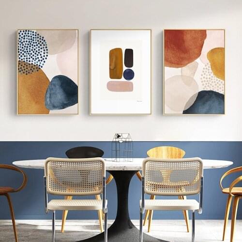 Modern Nordic Living Room Geometric Abstract Watercolor Morandi Color Gold Foil Decorative Painting Frameless Painting Core