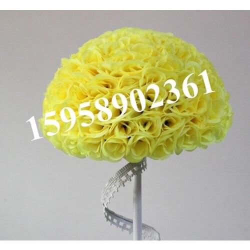 SPR 50cm 20" wedding silk kissing ball plastic inner artificial silk rose(color: yellow) ball 23 colors option EMS free shipping
