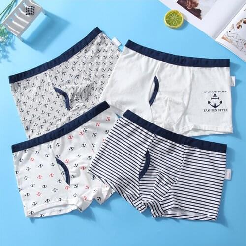 Childrens Underwear for Kids Cartoon Shorts Sailing Sailboats Cotton Underpants Boys Panties 4 Pairs/lot