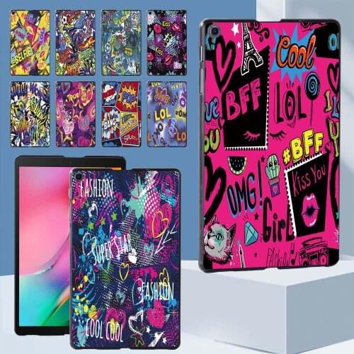 Graffiti Art Series Hard Shell Case Cover for Samsung Galaxy Tab A 8.0 (2019) T290 T295 Durable Tablet Shell Case + Free Stylus