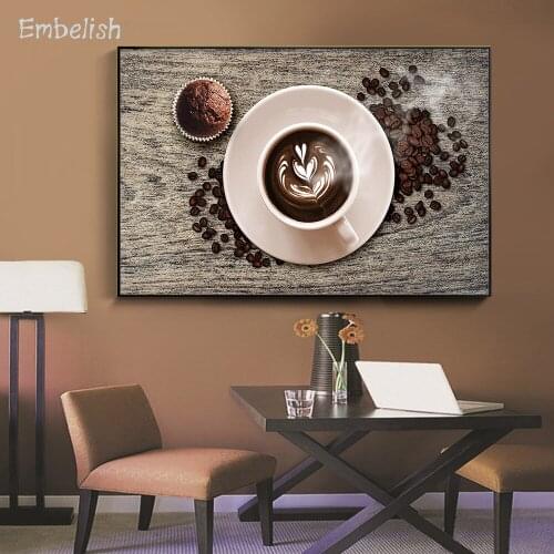 Embelish 1 Pieces Quality Coffee And Coffee Bean Kitchen Decor Wall Pictures For Living Room Home Decor HD Canvas Paintings