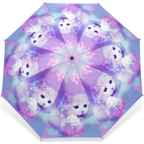 Unique Design Cat Parasol Umbrella 3 Folding Automatic Child Women Rain Umbrella Girl Lovely Animal Paraguas Gift Sombrinha