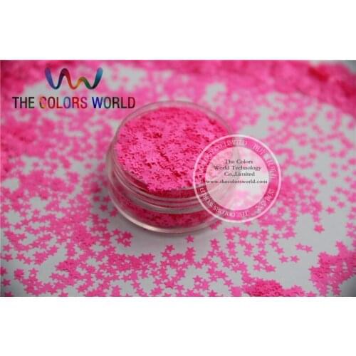 Solvent resistant Sparkles- Neon Shocking Pink Color Stars-shaped Glitter Confetti for Nail Polish and DIY decoration 1Pack =50g