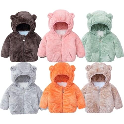 Thicken Plush Baby Girls Jackets Autumn Winter Hooded Jacket For Girls Winter Coat Kids Clothes Children Warm Outerwear Coats