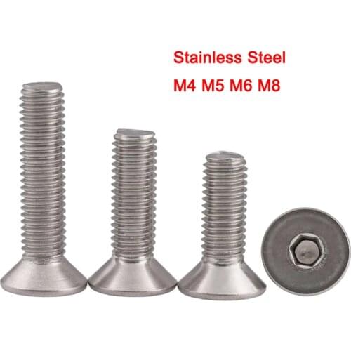 10Pcs 316 Stainless Steel DIN7991 Flat Head Screw Hexagonal Countersunk Head Screw M4 M5 M6 M8