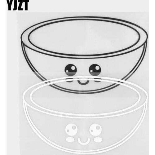 YJZT 14.5×8.8CM Cartoon Bowl Pattern Decorative Car Sticker Cute Funny Vinyl Decal Black / Silver 20D-0361
