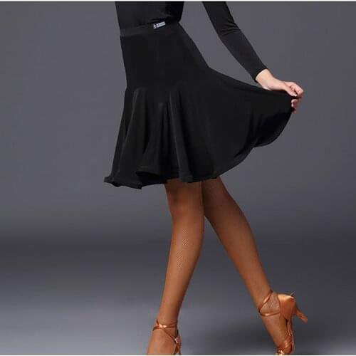 2021 New Black A2102 Female Latin Dance Skirt Ladies Ballroom Salsa Cha Cha Dance Competition Costume