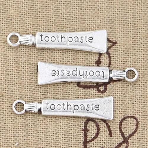 20pcs Charms Tooth Toothpaste 28x6mm Antique Bronze Silver Color Pendants Making DIY Handmade Tibetan Bronze Jewelry