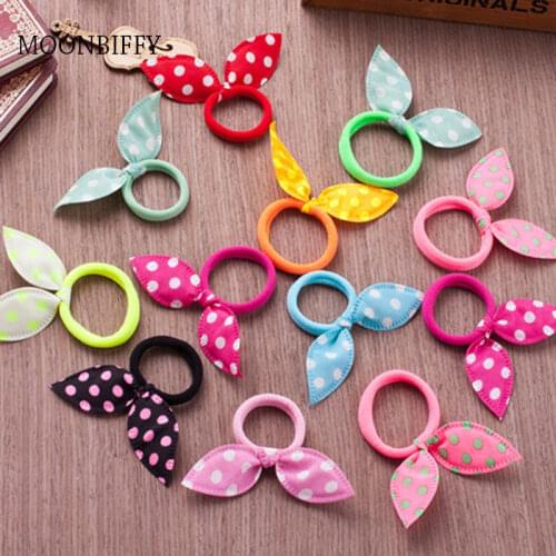 10Pcs Girls Hair Accessories Ribbon Dot Gum Headband Hair Ornaments Elastic Ring Hair Bands Rubber Rope Scrunchy Braiding Tools