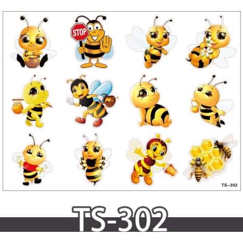 12pcs Funniest Creativity Cute Cartoon Bee Car Sticker Waterproof Motorcycle Window Stickers PVC stationery stickers