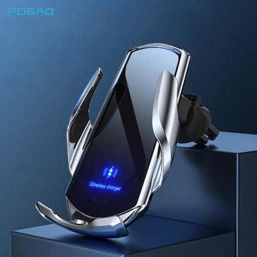 15W Fast Magnetic Charger Car Phone Holder for iPhone 12 11 Pro XS XR X 8 Automatic Clamping Qi Wireless Charger Air Vent Stand