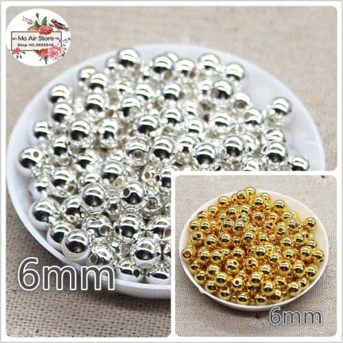 300pcs/lot 6mm gold/silver color round Beads ABS Resin Beads Jewelry Crafts