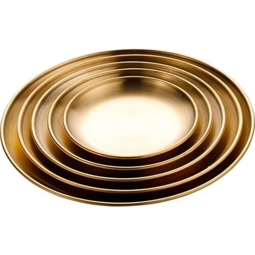 4pcs Gold Nordic Metal Round Storage Tray Round Storage Tray Stainless steel Simple Snack Cake Display Metal Chic Organizer