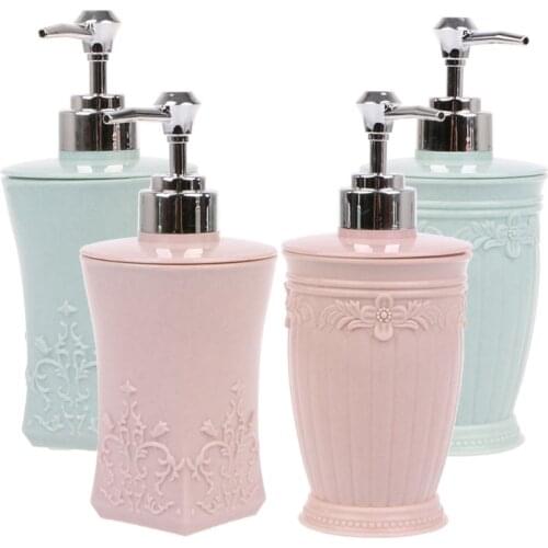 400ml Empty Carved Flower Pump Dispenser Bottle Shampoo Soap Shower Container