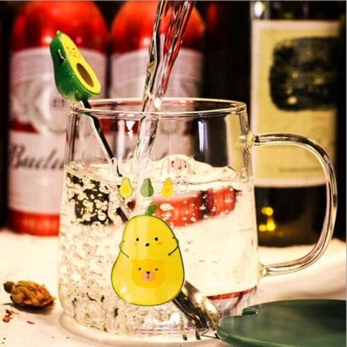 450 ml Funny Kawaii Avocado Milk Coffee Mug Water Glass Mug Cup Tea Cup Avocuddle Home Office Cup For Fruit Juice With spoon+lid