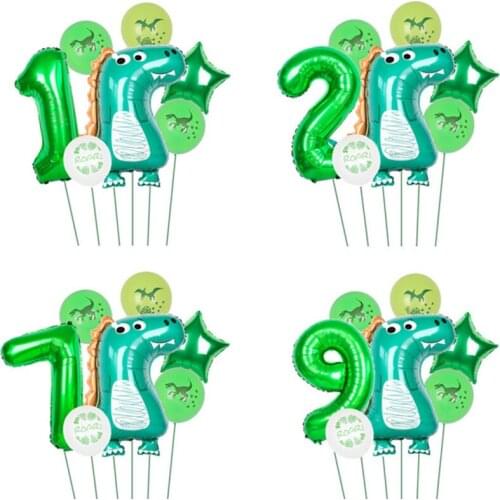 7pcs/set Dinosaur Foil Balloons Boys Animal Balloons Happy Birthday Balloon Baby Shower Party Decoration Jurassic World Decor