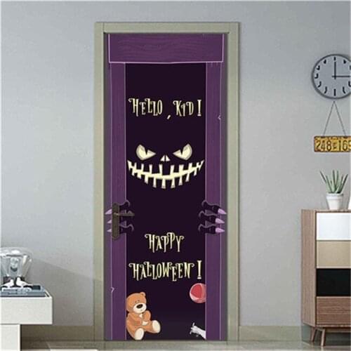 77*200CM Halloween Party Door Sticker Self-adhesive DIY Wallpaper PVC Waterproof Stickers on the Doors Living Room Decor Decals
