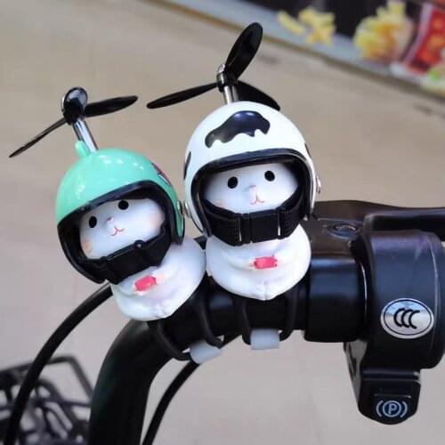 Bicycle Cat Helmet Bamboo Dragonfly Car Motorcycle Handlebars Propeller Decorations for Bike Riding Equipment Auto Accessories