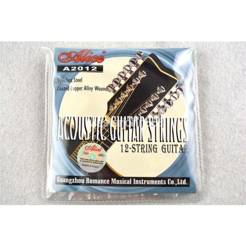 Alice A2012 12-String Acoustic Guitar Strings Stainless Steel Coated Copper Alloy Wound 1st-12th Wholesales Free Shippng