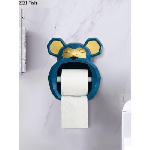European Resin Bear Head Tissue Holder Animal Bathroom Kitchen Decor Cute Bear Toilet Tissue Bucket Storage Box Home Decoration