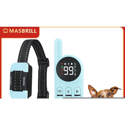 MASBRILL Electric Dog Training Collar Pet Remote Control Waterproof Rechargeable LCD Display for All Size Shock Vibration Sound